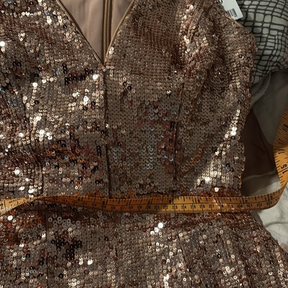 Dress the Population Charlie Gold Sequin Jumpsuit Plunge $318 retail - Picture 6 of 10